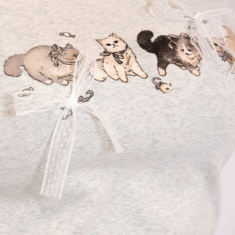 ねこさんの女児風Tシャツ(3L/4L/5L)/Taberunosky(タベルノスキー)