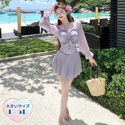Twinkle Poison(トゥインクル・ポイズン) 大きいサイズ長袖フリル付き水着・スイムウェア(L/LL/3L/4L/5L)