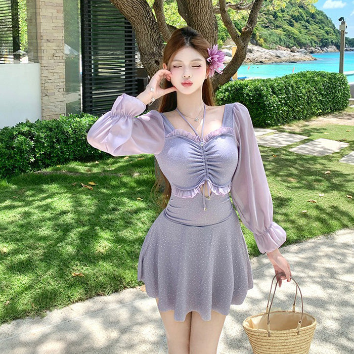 大きいサイズレディースTwinkle Poison(トゥインクル・ポイズン) 大きいサイズ長袖フリル付き水着・スイムウェア(L/LL/3L/4L/5L)