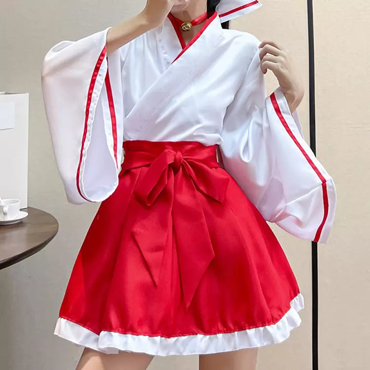 大きいサイズレディース和風お狐巫女さんワンピース (2L/3L/4L/5L/6L)/コスプレ/ハロウィン
