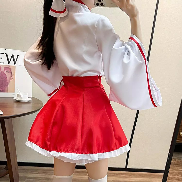 大きいサイズレディース和風お狐巫女さんワンピース (2L/3L/4L/5L/6L)/コスプレ/ハロウィン