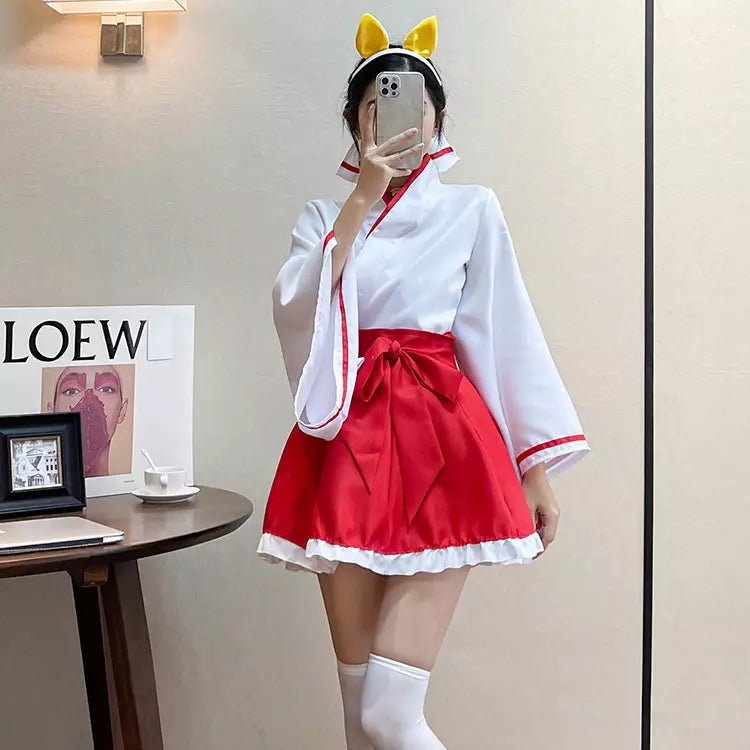 大きいサイズレディース和風お狐巫女さんワンピース (2L/3L/4L/5L/6L)/コスプレ/ハロウィン