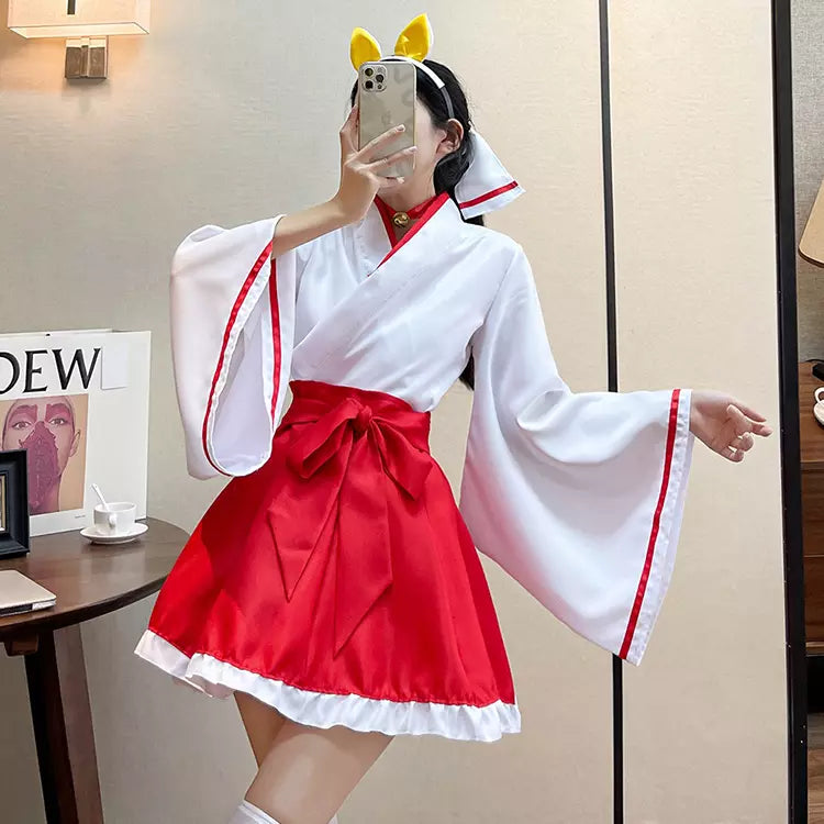 大きいサイズレディース和風お狐巫女さんワンピース (2L/3L/4L/5L/6L)/コスプレ/ハロウィン