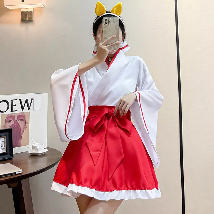 大きいサイズレディース和風お狐巫女さんワンピース (2L/3L/4L/5L/6L)/コスプレ/ハロウィン