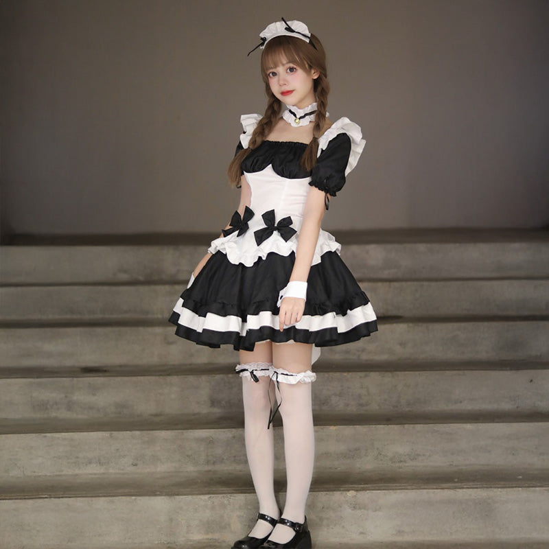 大きいサイズレディースBIGリボンメイド服セットアップ (2L/3L/4L/5L/6L)/大きいサイズ/コスプレ/ハロウィン