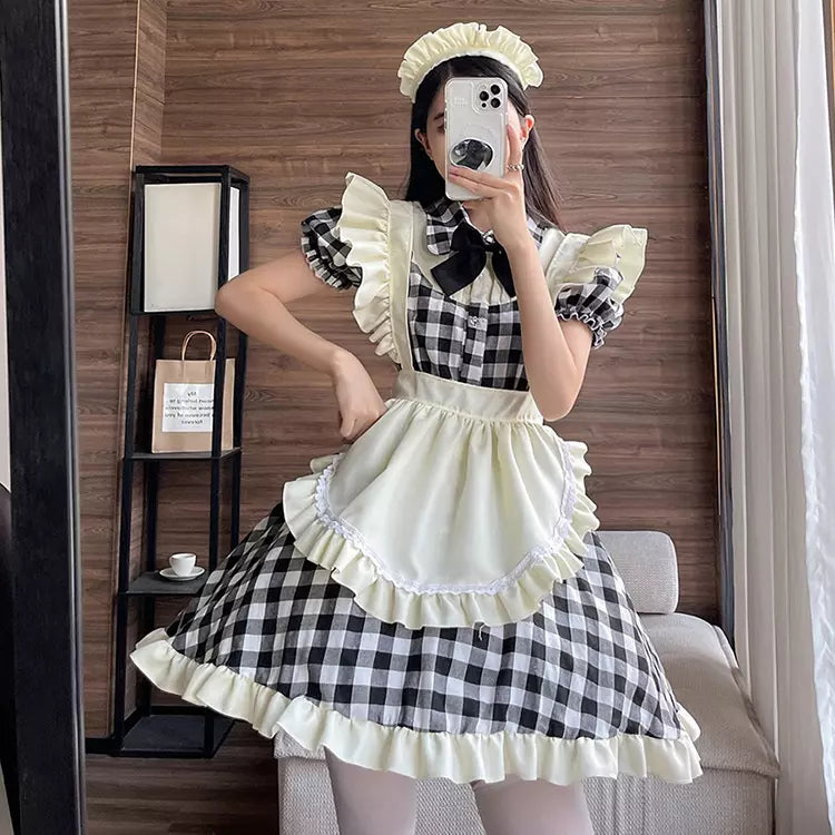 大きいサイズレディースダイナーメイド服ワンピ―ス (2L/3L/4L/5L/6L)/コスプレ/ハロウィン