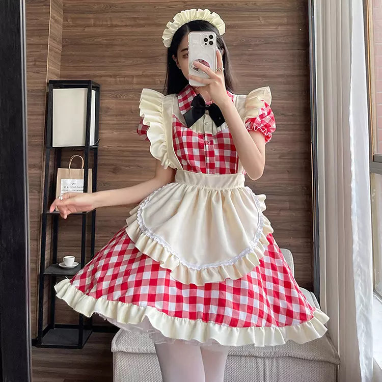 大きいサイズレディースダイナーメイド服ワンピ―ス (2L/3L/4L/5L/6L)/コスプレ/ハロウィン