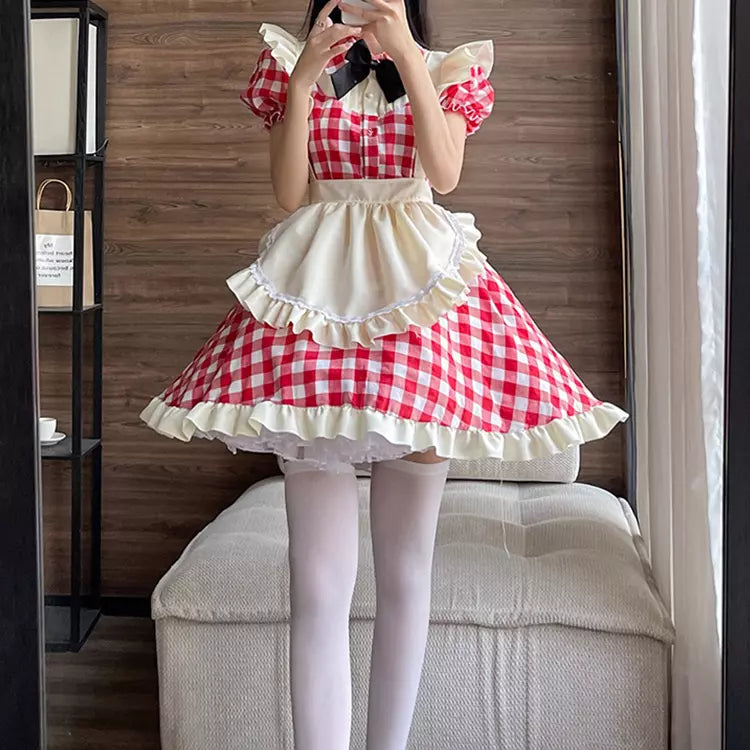 大きいサイズレディースダイナーメイド服ワンピ―ス (2L/3L/4L/5L/6L)/コスプレ/ハロウィン