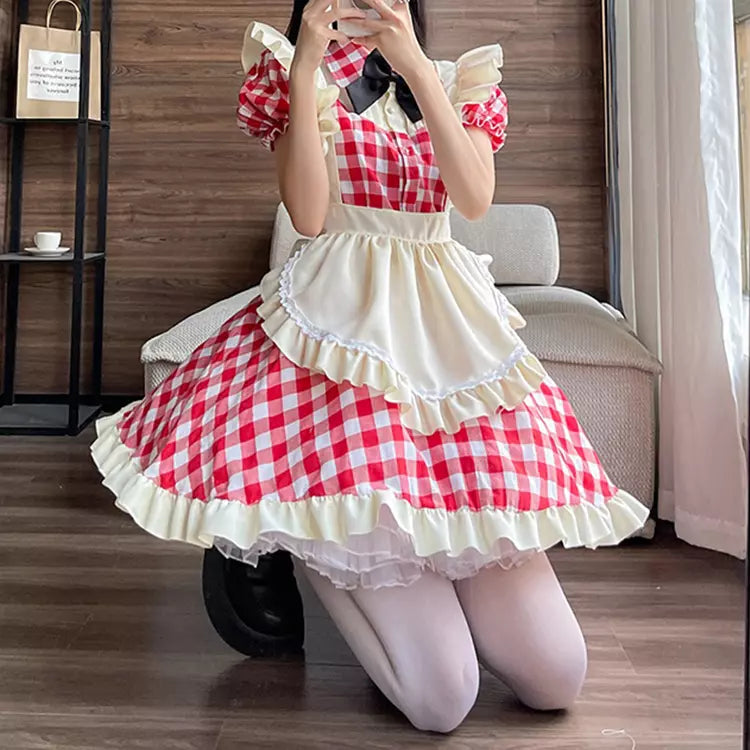 大きいサイズレディースダイナーメイド服ワンピ―ス (2L/3L/4L/5L/6L)/コスプレ/ハロウィン
