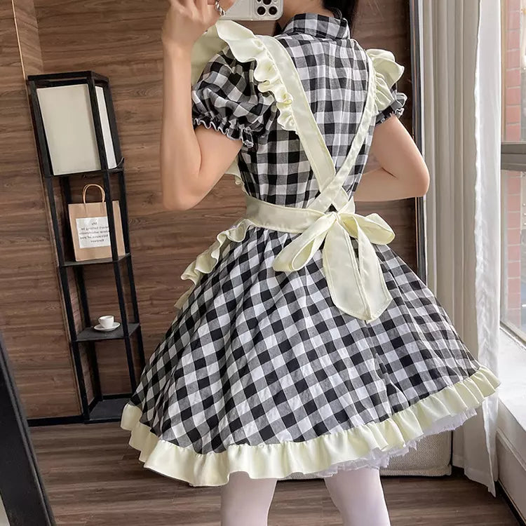大きいサイズレディースダイナーメイド服ワンピ―ス (2L/3L/4L/5L/6L)/コスプレ/ハロウィン