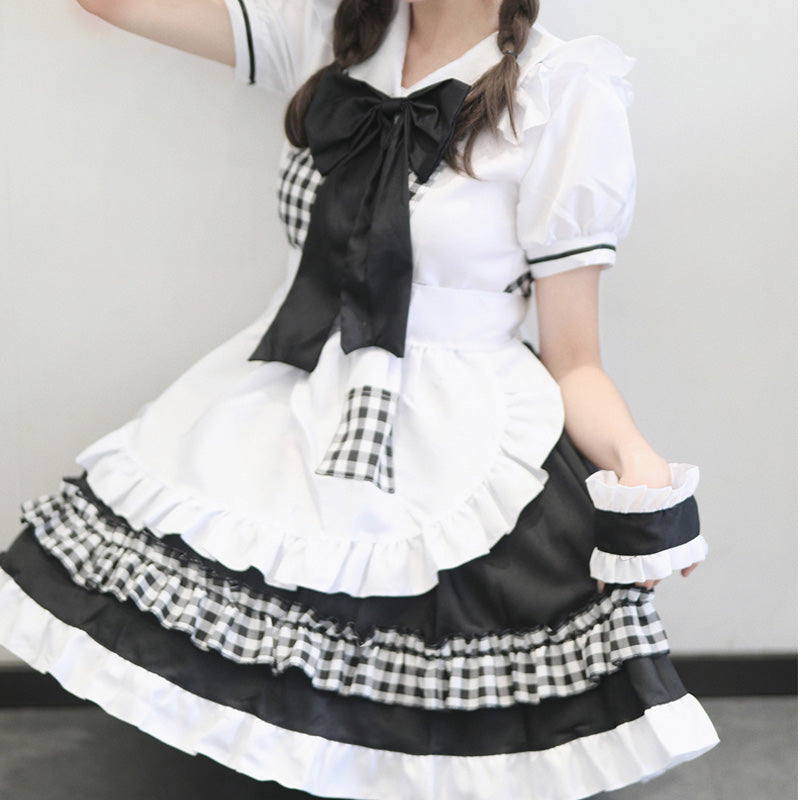 大きいサイズレディースリボンチェックダイナーメイド (M/L/2L/3L/4L/5L/6L)/コスプレ/ハロウィン