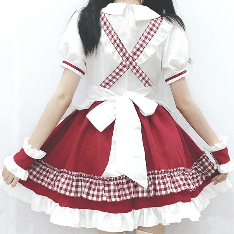 大きいサイズレディースリボンチェックダイナーメイド (M/L/2L/3L/4L/5L/6L)/コスプレ/ハロウィン