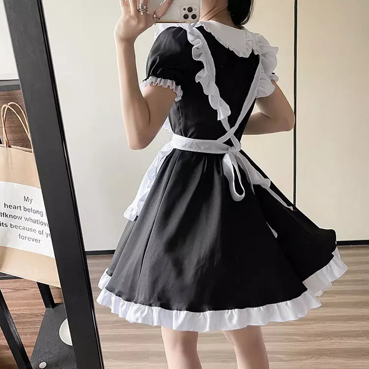 大きいサイズレディースハートフリルメイド服ワンピ―ス (2L/3L/4L/5L/6L)/コスプレ/ハロウィン