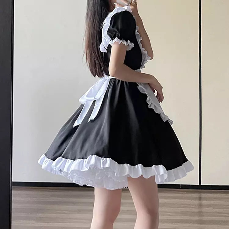 大きいサイズレディースハートフリルメイド服ワンピ―ス (2L/3L/4L/5L/6L)/コスプレ/ハロウィン