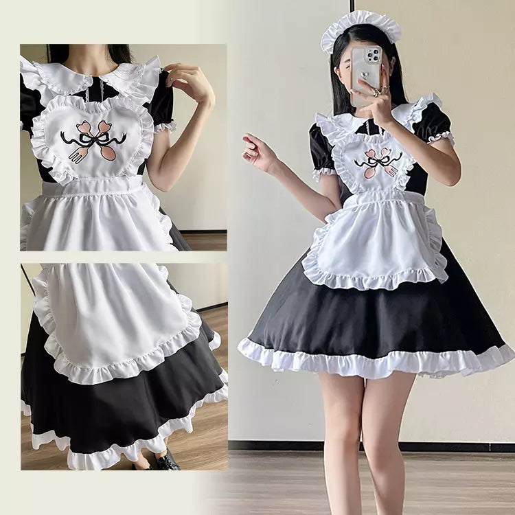 ハートフリルメイド服ワンピ―ス (2L/3L/4L/5L/6L)/コスプレ