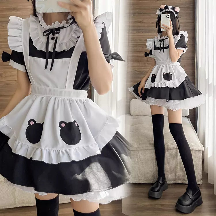 大きいサイズ レディース|ラブリーベアメイド服ワンピ―ス (2L/3L/4L 大きいサイズ レディース|ラブリーベアメイド服ワンピ―ス (2L/3L/4L