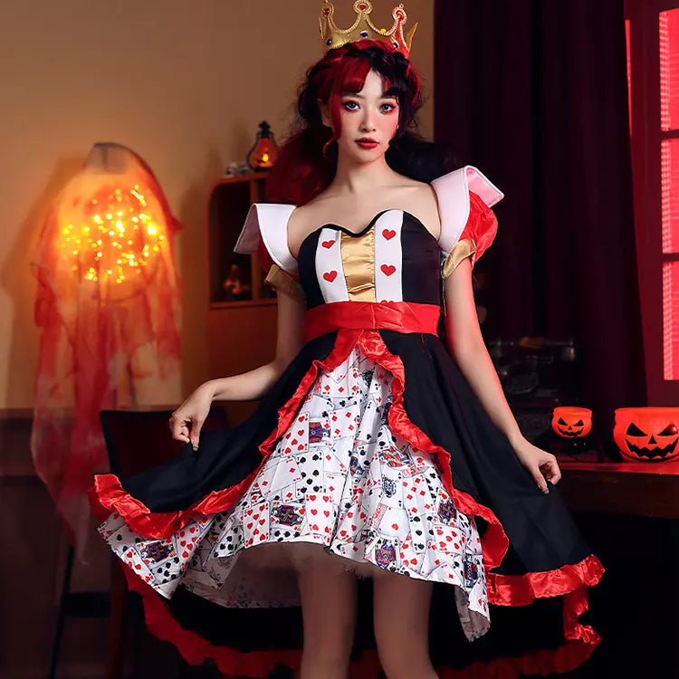 大きいサイズレディーストランプクイーンワンピ―ス (M/L/2L)/大きいサイズ/コスプレ/ハロウィン