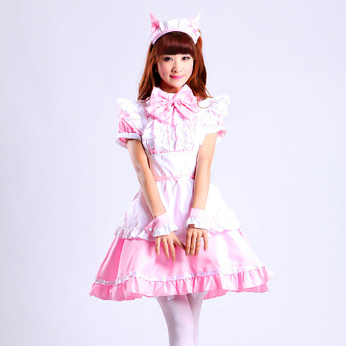 大きいサイズレディースネコミミシルエットメイド服ワンピ―ス (2L/3L/4L/5L/6L)/大きいサイズ/コスプレ/ハロウィン