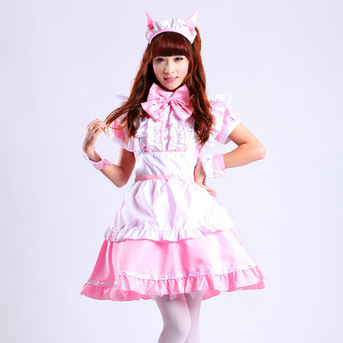 大きいサイズレディースネコミミシルエットメイド服ワンピ―ス (2L/3L/4L/5L/6L)/大きいサイズ/コスプレ/ハロウィン