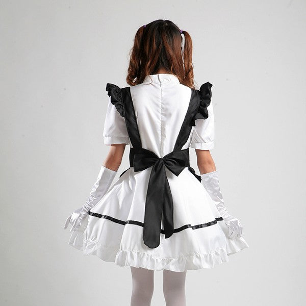 大きいサイズレディースモノトーンメイド服ワンピ―ス (2L/3L/4L/5L/6L)/大きいサイズ/コスプレ/ハロウィン