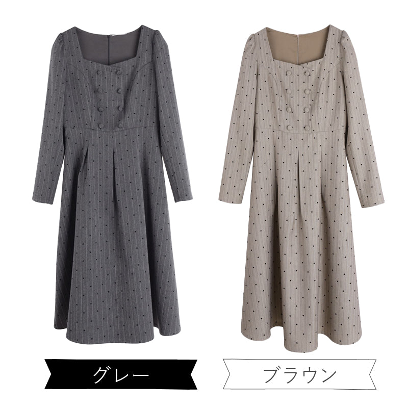 Striped Heart Dot French Dress (LL/3L/4L/5L)