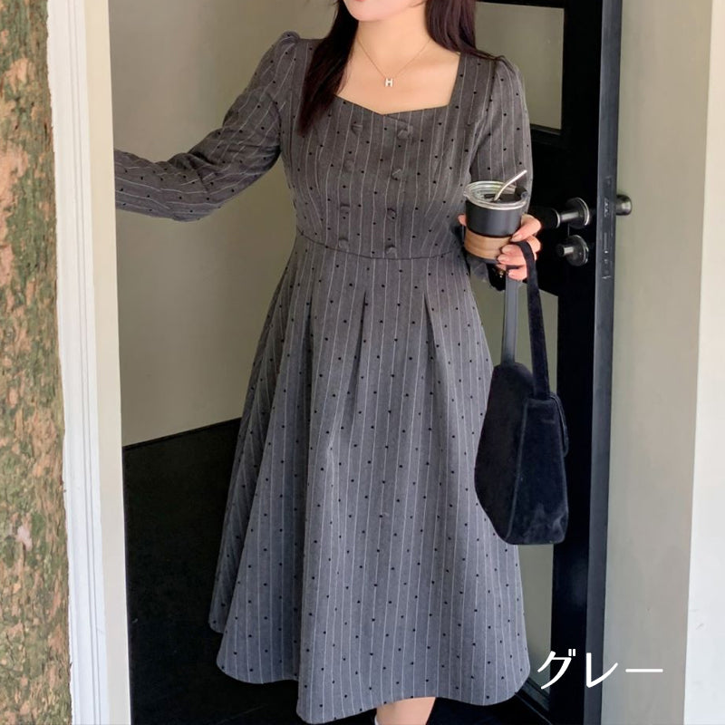 Striped Heart Dot French Dress (LL/3L/4L/5L)