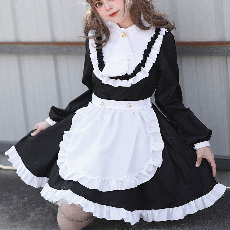 大きいサイズレディースフリルバック薔薇メイド服 (2L/3L/4L/5L/6L)/コスプレ/ハロウィン