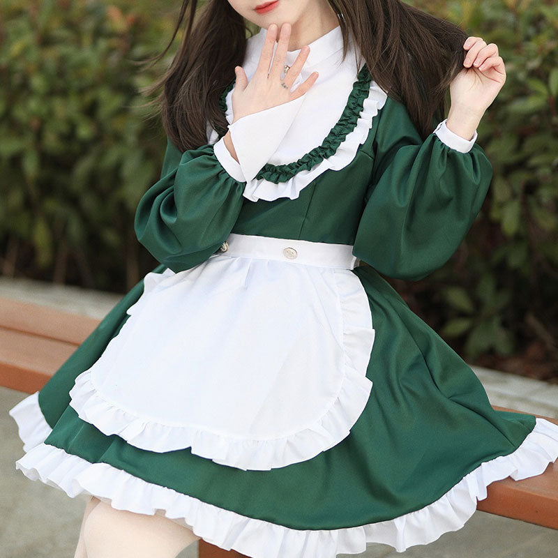 大きいサイズレディースフリルバック薔薇メイド服 (2L/3L/4L/5L/6L)/コスプレ/ハロウィン