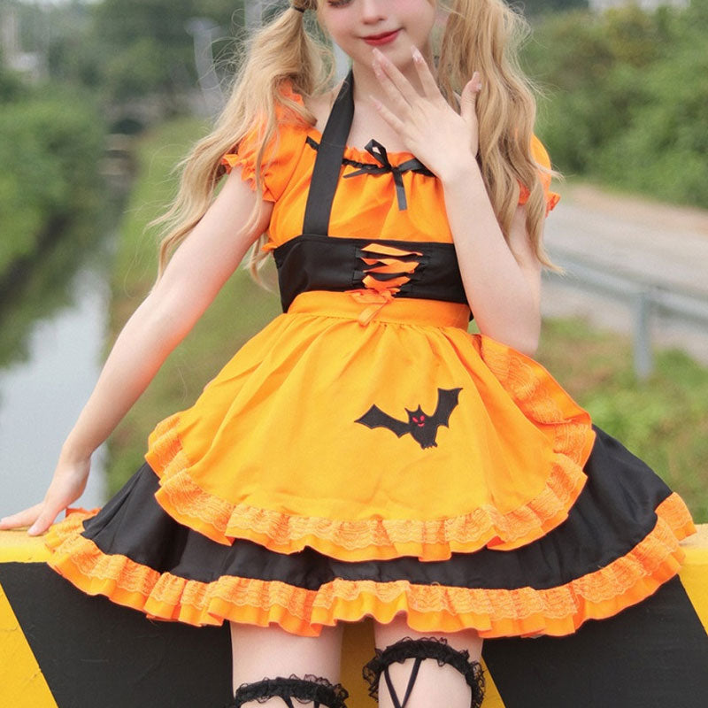 大きいサイズレディースマジックこうもりさんメイドワンピース (M/L/2L/3L/4L/5L/6L)/コスプレ/ハロウィン