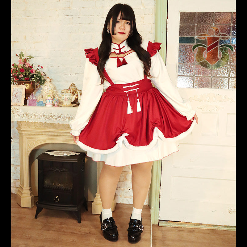 大きいサイズレディースチャイナタッセルデザインコスプレ服ワンピ―ス (M/L/2L/3L/4L/5L/6L)/コスプレ/ハロウィン/クリスマス