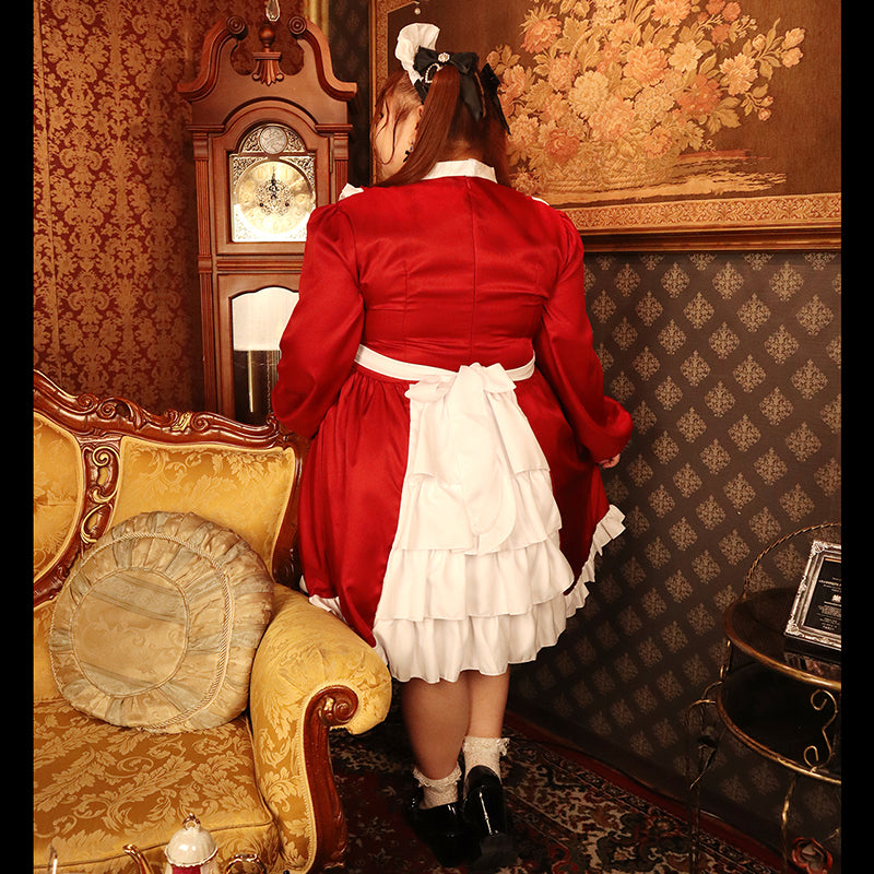 大きいサイズレディースフリルバック薔薇メイド服 (2L/3L/4L/5L/6L)/コスプレ/ハロウィン