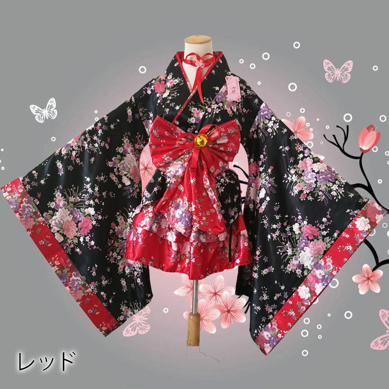 大きいサイズレディース和ゴシックお着物コスプレセット (2L/3L/4L)/大きいサイズ/コスプレ/ハロウィン