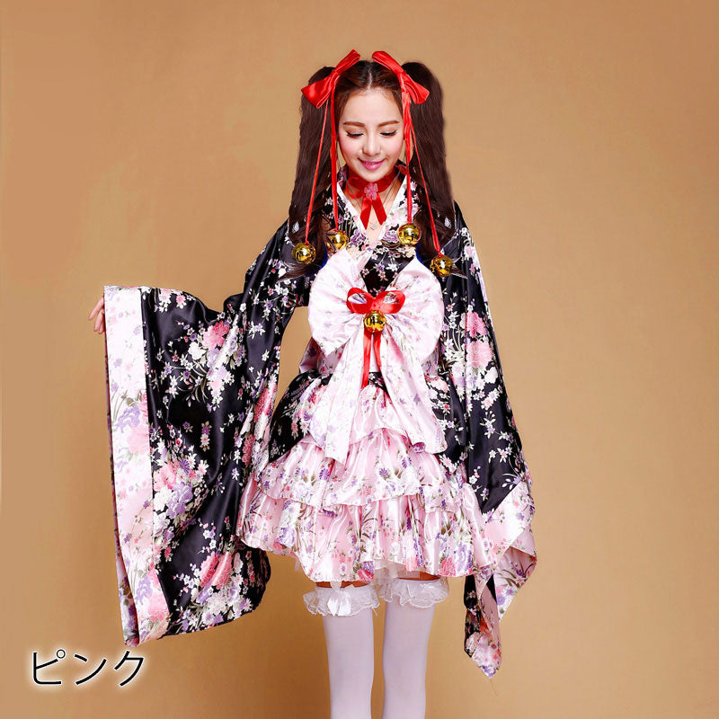 大きいサイズレディース和ゴシックお着物コスプレセット (2L/3L/4L)/大きいサイズ/コスプレ/ハロウィン