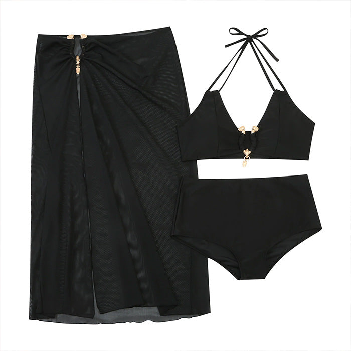 大きいサイズ レディース Beautiful Silhouette Black Draped Swimwear (L/LL/3L/4L/5L)