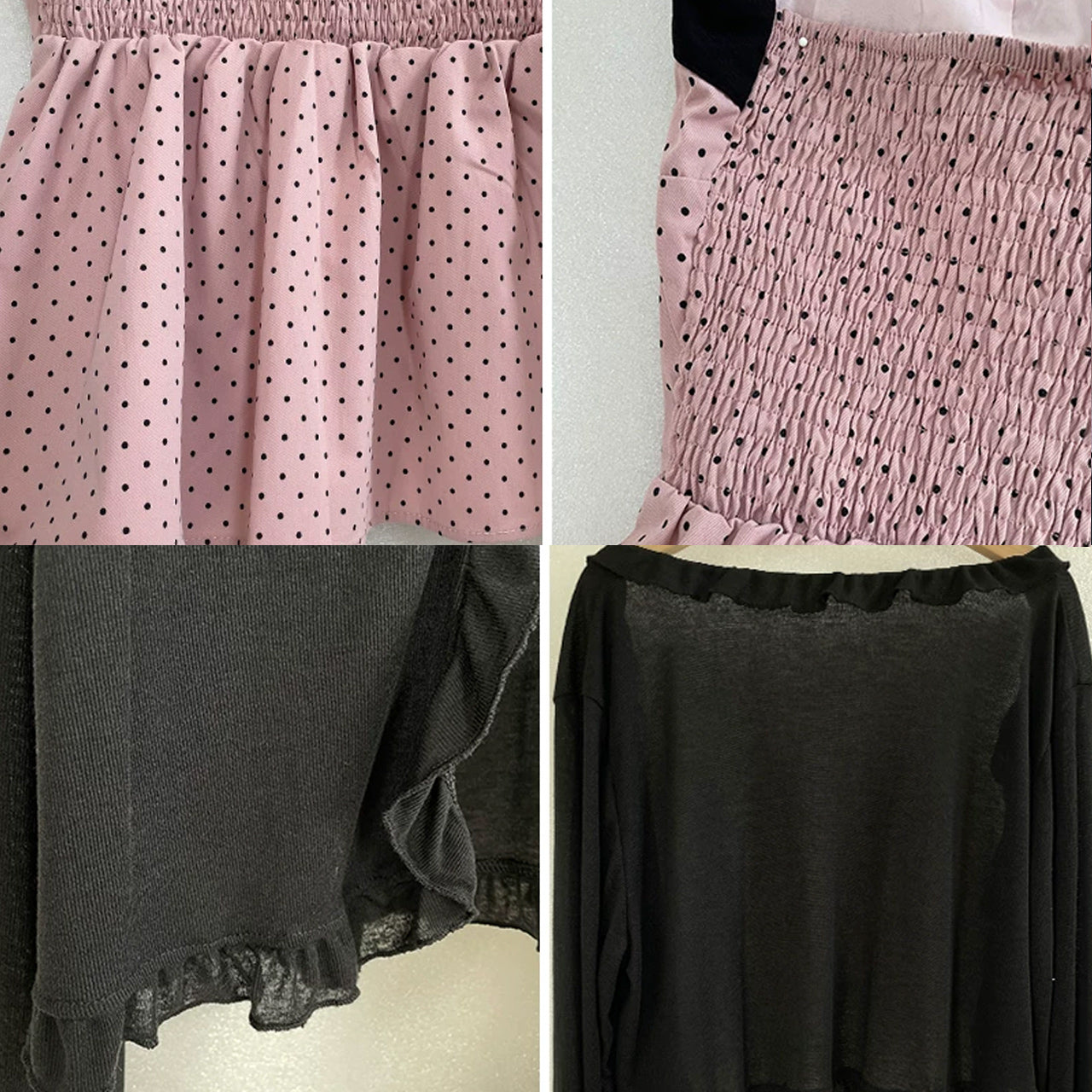 大きいサイズ レディース ピンクドットリボンの小悪魔キャミトップスのセットアップ(L/LL/3L/4L/5L)