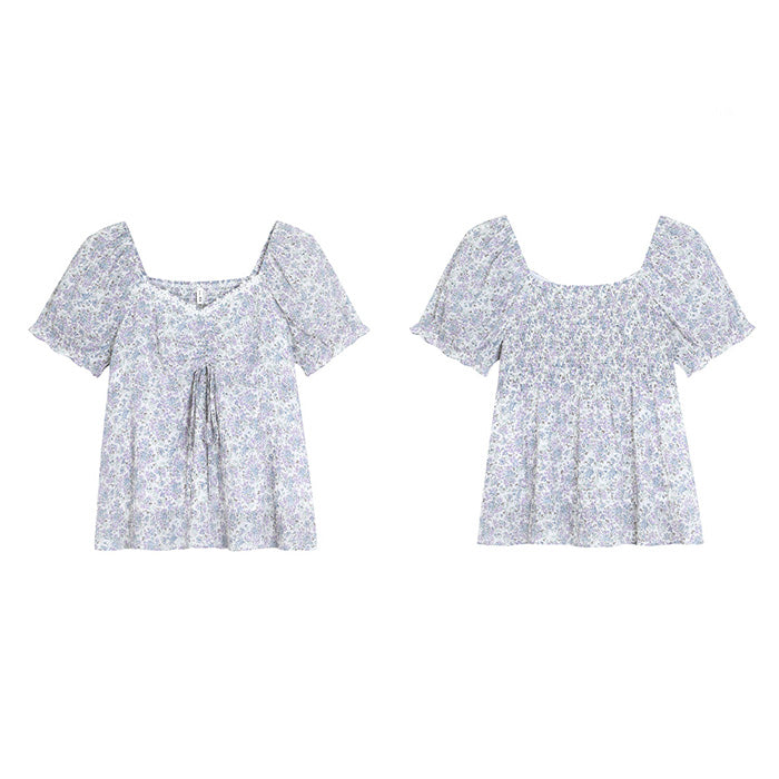 大きいサイズ レディース Small Floral Fluffy Wind Blouse (US 14/16/18/20/22)