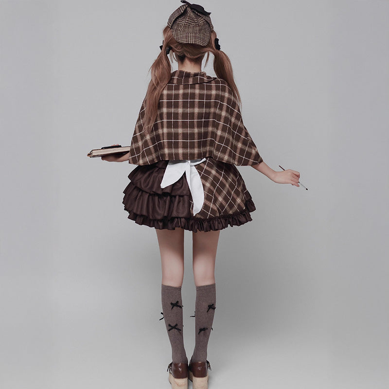 クラシカルチェックの探偵メイドさんコスチューム (M/L/LL/3L/4L/5L/6L)/コスプレ