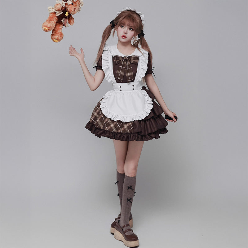 クラシカルチェックの探偵メイドさんコスチューム (M/L/LL/3L/4L/5L/6L)/コスプレ