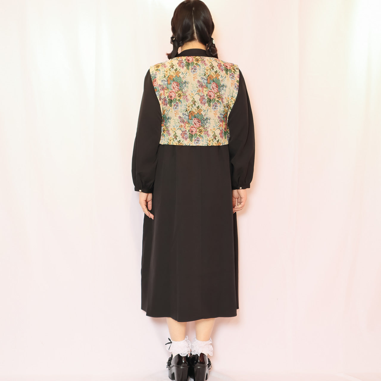 ゴブランフェイクベストワンピース(ワンサイズ/3L-4L-5L相当)/Taberunosky(タベルノスキー)