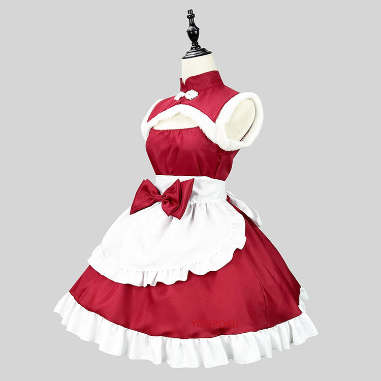 大きいサイズレディースチャイナ風胸開きメイド服ワンピ―ス (2L/3L/4L/5L/6L)/コスプレ/ハロウィン/クリスマス