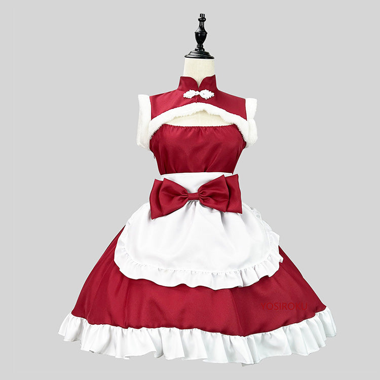 新品未使用 チャイナ メイド服 コスプレ レディース 大きいサイズ 3l チャイナ風胸開きメイド服ワンピ―ス (2L/3L/4L/5L/6L)/コスプレ