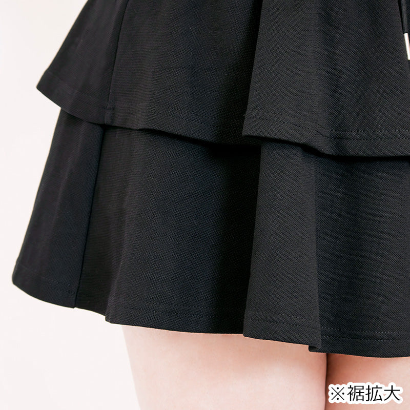 黒リボンのクロップド丈のジャージリボンのセットアップ(3L/5L)/Taberunosky(タベルノスキー)