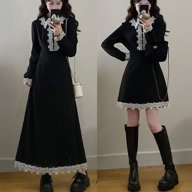 大きいサイズ レディース｜【選べる丈】クラシックレースワンピース(L