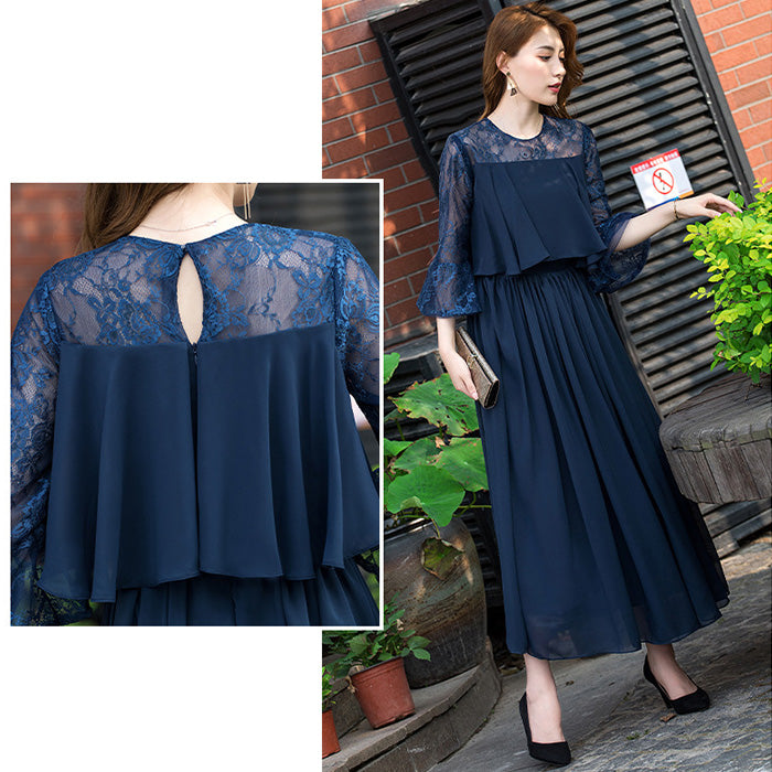 エレーヌ・シフォンレースドレス(3L/4L/5L/6L)オケージョン/結婚式