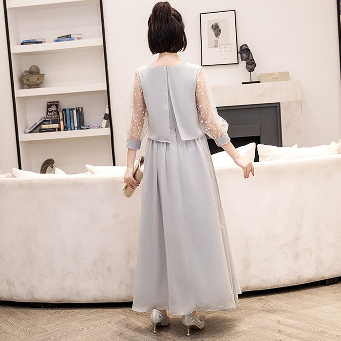シフォン袖のグリ・エレガンスドレスワンピース(3L/4L/5L/6L)オケージョン/結婚式