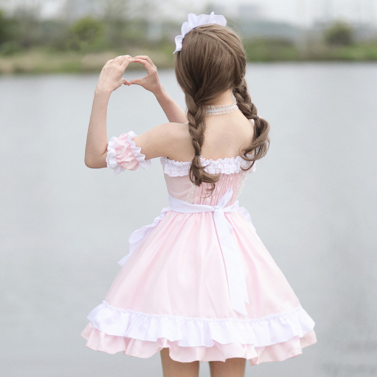 大きいサイズ レディース Off-the-shoulder mini maid dress (M/L/2L/3L/4L/5L/6L) / Cosplay / Halloween
