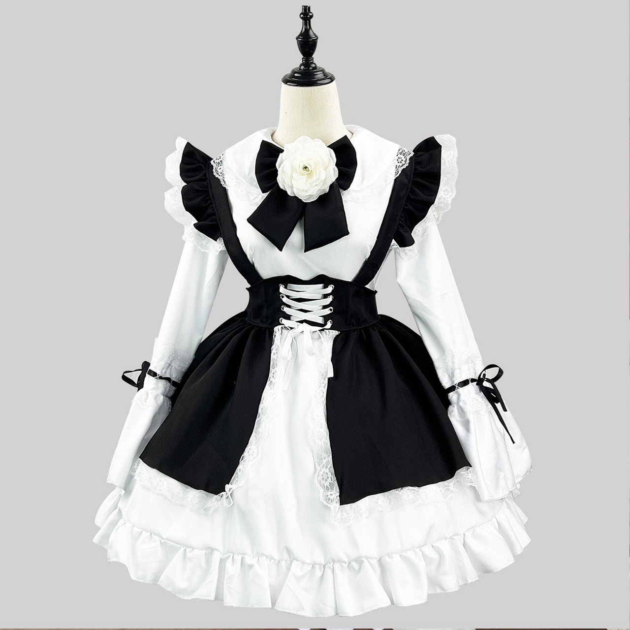 大きいサイズ レディース｜Blackプリティメイド服ワンピ―ス (M/L/2L/3L