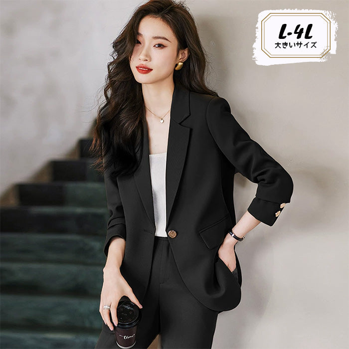 大きいサイズ レディース｜しなやか美ラインぽっちゃり黒スーツ