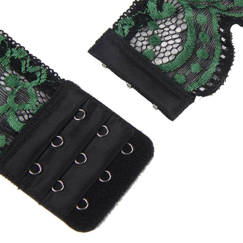 大きいサイズ レディース ヴェルヴェットローズ・クロスコード・グリーンランジェリー下着セット(L/LL-3L/4L-5L)