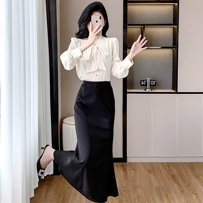 とろみボウタイの優美ブラウス(L/LL/3L)